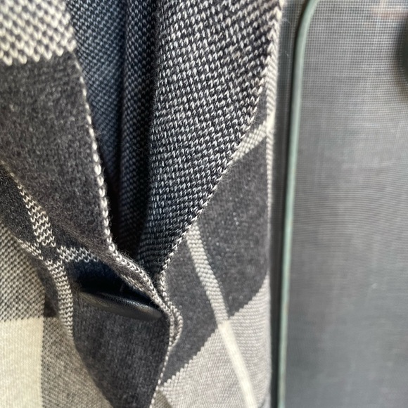 Light Weight Poncho Style Wrap in Shades of Gray Plaid - Picture 10 of 14